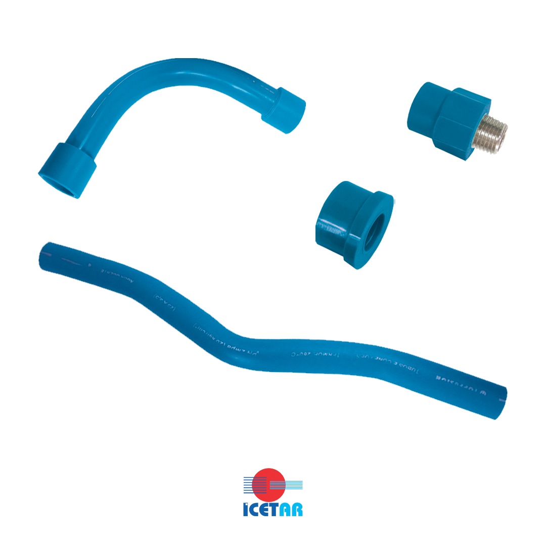 Tubulação PPR azul.