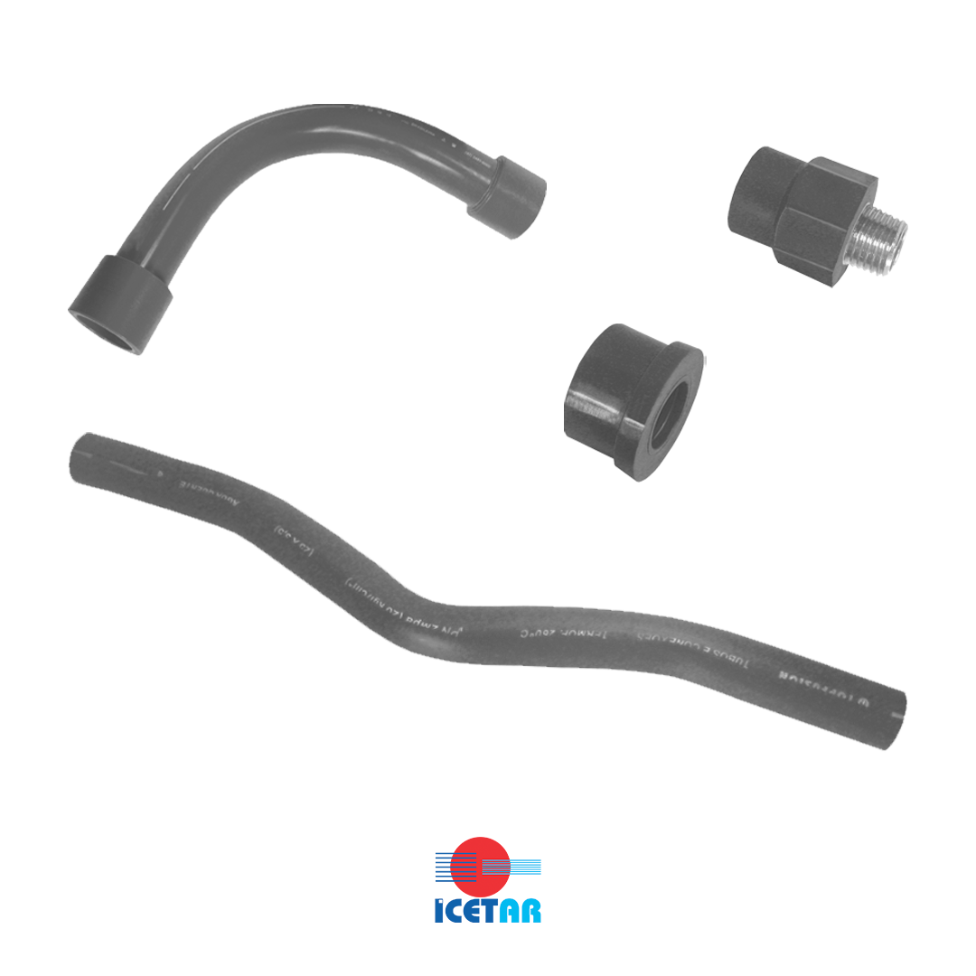 Tubulação PPR em cinza.