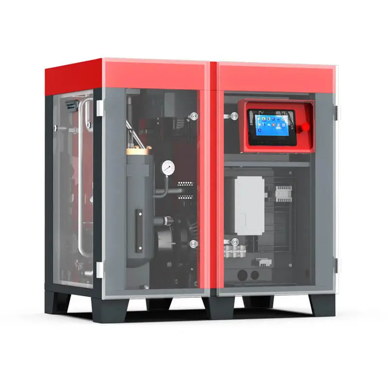 Compressor de Ar de Parafuso 11kW (15HP) - visão frontal interna