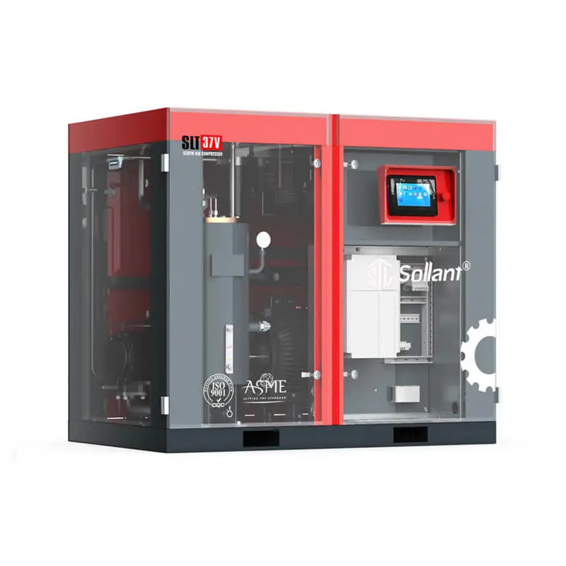 Compressor de ar de parafuso rotativo Sollant de 37kW 50HP industrial de alta capacidade - gabinete transparente