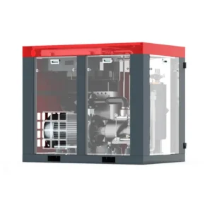 Compressor de ar de parafuso rotativo Sollant de 37kW 50HP industrial de alta capacidade - lado posterior com gabinete transparente